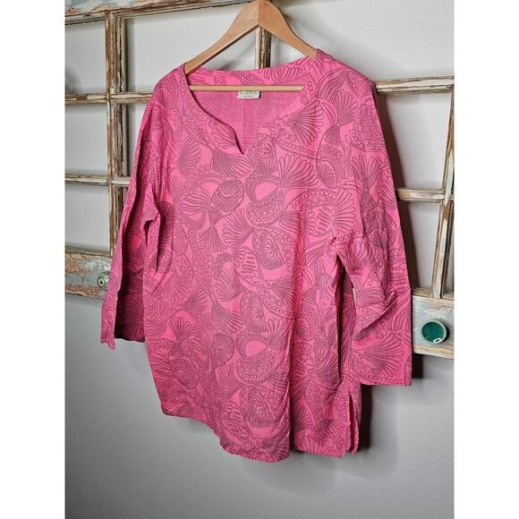 Icantoo Pink Lightweight Tunic with abstract doodle design size Large - Picture 6 of 10